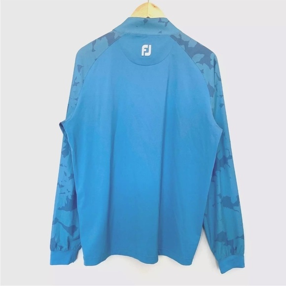 Footjoy 1/4 Zip Golf Midlayer Blue Camo Floral Pullover Mens Sz M - Picture 3 of 14